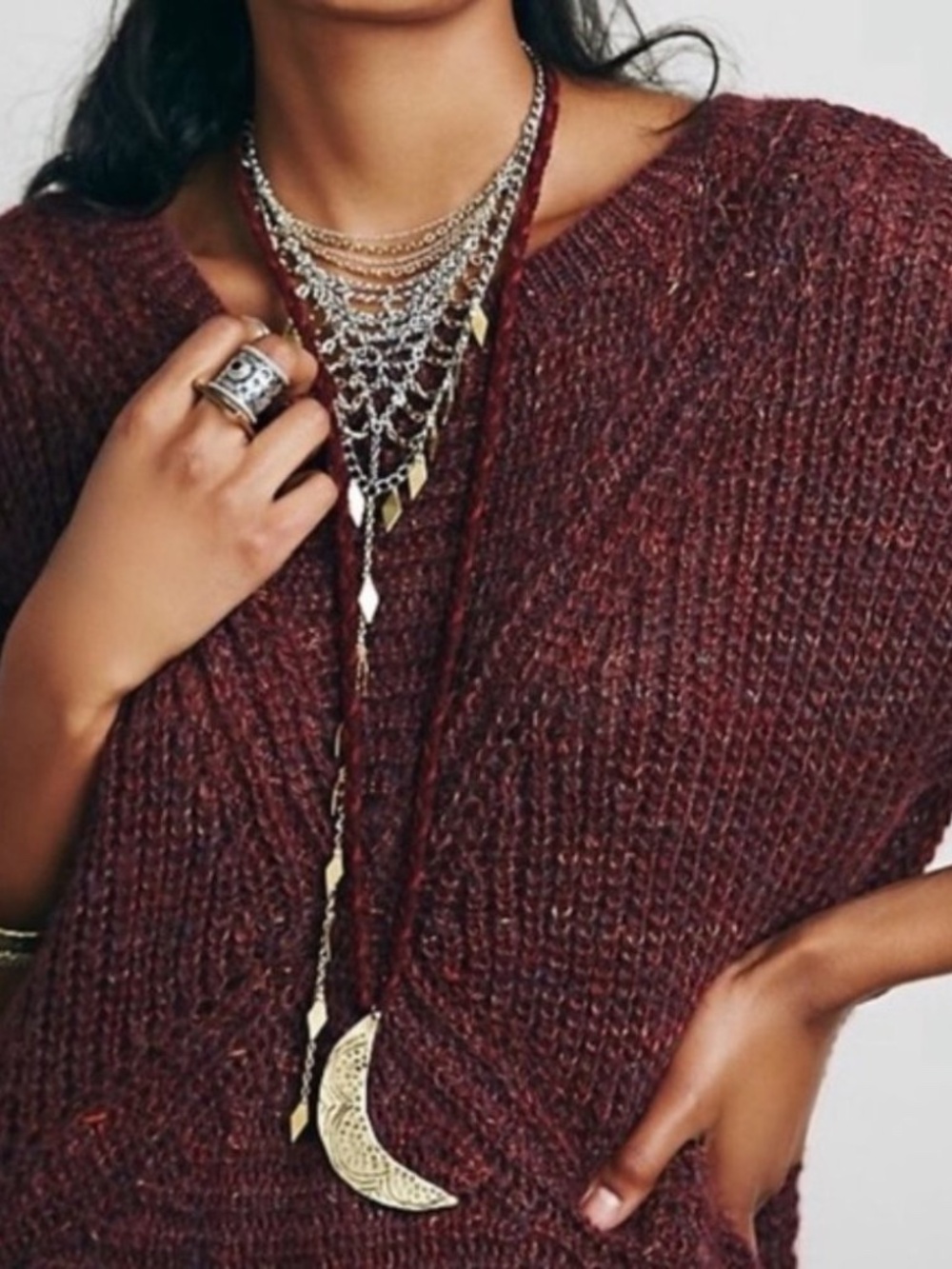 Free People Tatiana Short Sleeve Pullover Raisin M